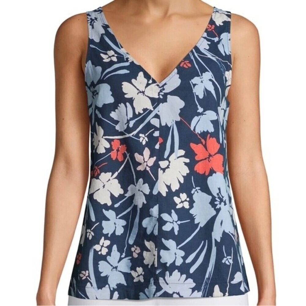 Time&Tru Floral V-Neck Woven Tank Top Medium 8-10 - Picture 2 of 16